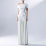 Summer New Fashion Temperament Pleated Design Sense Single Jacket High Waist Straight Leg Wide Leg Pants Suit