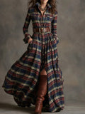 Women's Shirt Dress Digital Print Collar Long Sleeve Retro Dress