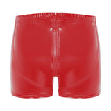 Zingj Men's PU Bright Leather Shorts, Bright Mirror Flat Leather Pants No Odor Size