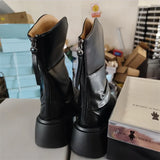 Zingj Women's Boots Autumn / Winter 2024 New Thick Heel Thick Bottom Thin Boots Middle Leg Boots Women Show Thin Ankle Boots-Outfit