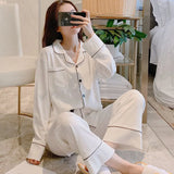 Women's Pajamas Bear Print Home Clothes Long Sleeve Autumn Pijamas Feminino Turn Down Collar Sleepwear Soft