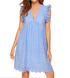Dress Lace Jacquard Hollow Pocket