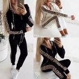 Leopard Print Hooded Sports Yoga