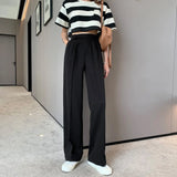 Fashion Office Straight Pants Casual Loose Vintage High Waist Zipper Pants Female Wide Leg