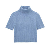 New Short-Sleeved High-Necked Jumper Slim Short-Style Knitted Sweater