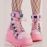 Wish Size 2025 Winter Thick-Ded Goth Slope And Mid-Sleest Boots Girl