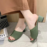 Zingj Heel Sandals And Slippers For Women In Summer 2023, The New Korean Version Of Flying Weave Wears A Word Of Fashion For Women's Sandals And
