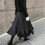 100-Fold Skirt Women's Long-Term 2025 New Autumn Black Irregularly Swing Fish Tail Thin Half