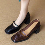 Autumn 2025, The New French Retro Wind Shallow Square Head Single Shoes Temperament High Heel With Mary Jane Women's