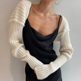 Ultra-short Sweater Coat Autumn Winter Long Sleeve Loose Knitted Crop Tops Solid Color Sexy Cardigan Sweaters