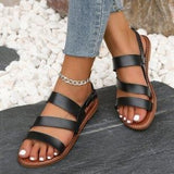 Large-Size Buckle Flat Bottom Dew Sandals Women Buckle Beach Cool Slippers