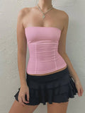 Strapless Corset Tops Summer White Off Shoulder Tanks Women Sleeveless Tube Top Sexy Skinny Fit Bustier