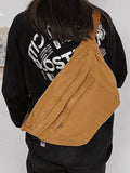 Vintage Wash Capacity Crossbody Bag-Outfit