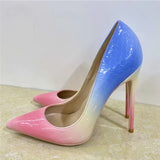 blue pink crocodile pattern 8cm 10cm 12cm super high heel pointed toe big size 33-45 stiletto lady pumps QP181