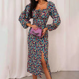 Side Split High Waist Long Dress Women Lace Up Off Shoulder Elegant Female Dresses 2022 Summer Beach Party Lady