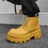 Zingj Boots Men In Autumn And Winter Increased Tooling Locomotive Wind Super Fire Leather Boots Big Head Advanced Sense Ankle Boots
