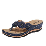 Zingj Summer Plus-Size Sandals Female Multi-Color Handmade Retro Flowers Flat Slope And Clip Toe
