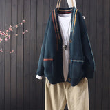 spring and autumn new loose and versatile casual long-sleeved v-neck sweater cardigan women's foreign style knit