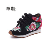 Zingj Shoes / Velvet Travel Canvas Embroidered Cloth Shoes Women's Casual Shoes High Heel Sports