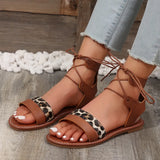 Zingj Sandals Women 2024 Summer Leopard Footring Strap Versatile Casual Roman Women's