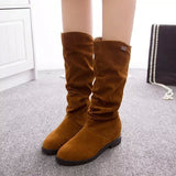 Zingj 2023 New Boots Women's High Boots Martin Boots Velvet Frosted Round Head Thin Legs Women's Shoes- Outfit