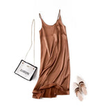 2021 Women Satin Dress Party Luxury Shiny Sundress Sexy Imitation Silk Fashion Ladies