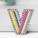 Jewelry 26 English DIY Name Letters Alphabet Rainbow Embroidery with Pin Ouch Beeding Womens Brooches Patches