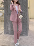 Fashion Women Blazer Pants Two-Piece Set Office Lady Slim Pants Suits Female Fashion Blazer