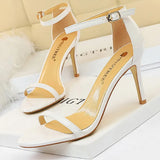 Shoes Pu Leather High Heels 2022 New Women Heels Sexy Stiletto Heels 11 Cm Party Shoes Color Matching Women