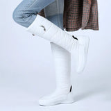 Winter Women Knee High Boots Waterproof Plush Snow Boots Comfortable Falt Non-slip Ladies Boots Shoes Black White