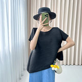 Folded Round Collar Folding Top In The Long Loose Thin Irregular Spring Blouse Summer Design