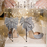 And Autumn Bride 18-Year-Old Crystal Princess Rite Bowed Men's High Heels Women With Fine Heel