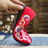 Zingj Cotton Shoes, Flat Shoes Injection Plastic Soft Sole Winter Clip Cotton And Velvet Embroidered Flower Cloth Shoes Pregnant Women Shoes Women's