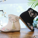 Zingj Boots Cotton Embroidered Tassel Women Cloth Shoes With Hanfu Shoes Winter Clip Cotton And Velvet Cotton Shoes Women's Shoes High