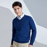 Zingj And Winter New Men's V Collar Loose Large Size Gentleman Sleeve Long Sleeve Sweater Middle-Aged Knit Chicken Heart Collar Bottom Shirt-Outfit