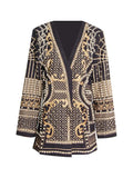 Zingj Small Suit 2024 New Fashion V-Neck Nail Bead Print Long Sleeve High-End Sense Suit Jacket