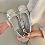 Gentle Evening Shoes French Small Red Single Shoes Women's Shoes 2025 Spring And Autumn Soft-Soled Silver Ballet