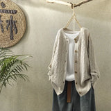 jacket women's solid cardigan retro literary round neck long sleeve all-match casual knitted sweater autumn