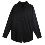 Blouses Chiffon Shirts Long Sleeve Spring Black BF Ulzzang Loose All-match Fashion Tops Chic Womens Students Casual