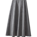 Zingj And Winter 2023 With Sweater High-Waist Jacquard Long Knitted Half-Length Umbrella Skirt Temperament Wool Long Skirt-Outfit