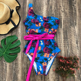 Piece Swimsuit 2021 Sexy One Shoulder Bandage Swimsuit Women Solid Swimwear Backless Bathing Suit Beachwear Monokini