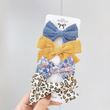 New Leopard Printed Bowknot Hair Clips For Cute Girls Lace Handmade Hairpins Boutique Barrettes Kids Hair