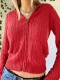 Hooded Cable Knit Cardigan- Outfit