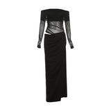 French Name Faelin Spliced A Word Shoulder Dress Woman Folded Air