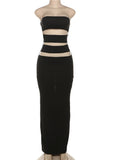 Black Slit Tube Maxi Dress- Outfit