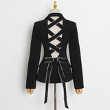 Zingj Small Suit Thin Style 2024 Summer New Korean Version Fashion V Collar Diamond Advanced Sense Suit Hollow Out