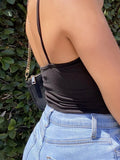 Zingj New Open Back Hollow Short Small Strap Top Women-Outfit