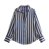 Women's Clothing In Autumn 2025 20 Color Buff Silk Densate V Collar Long-Sleeved Striped Vertical
