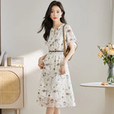 Zingj Break French Flower Dress Female Summer 2024 Spring Dress New Women's Socialite Temperament Collect Waist In The Long