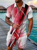 Zipper Lapel Shirts And Pockets Shorts Suits Mens Summer Outfits Fashion Streetwear Vintage Printed Two Piece Sets